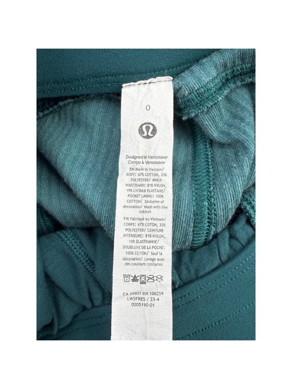 Lululemon Scuba Wide Leg Mid Rise Pant Velvet Storm Teal - Picture 6 of 6